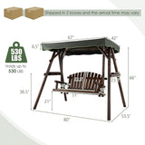 Tangkula Wooden Porch Swing, 2 Person A-Frame Outdoor Swing with Adjustable Canopy, Armrest, 2 Side Tables - Photo 7
