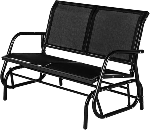 Esright Outdoor Glider Bench for 2 Person Outside Patio Gliders Loveseat Porch Glider Swing with Powder Coated Steel - Photo 1