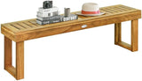Acacia Wood Dining Bench 52 Inch, Teak Outdoor Bench with Slatted Seat, Patio Furniture, Backyard Garden Bench - Photo 8