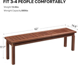 VINGLI Outdoor Wooden Bench, 45” 2-Person Backless Dining Bench - Photo 3