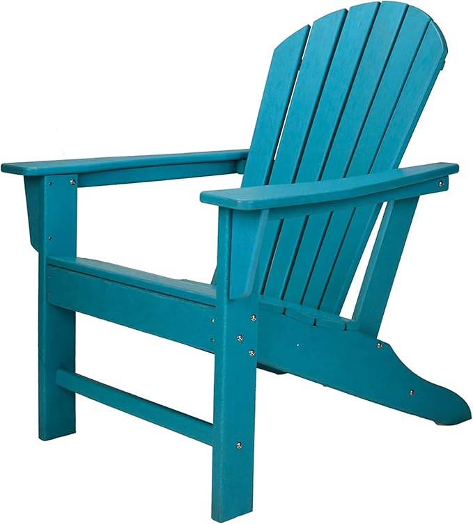 UV Protected HDPE Indoor and Outdoor Adirondack Plastic Lounge Patio Porch Deck Beach Chair for Kids and Adults, Turquoise