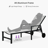 PURPLE LEAF Outdoor Chaise Lounge Set for 4 Aluminum Patio Chaise Lounger Chairs with Armrest and Wheels Adjustable - Photo 7