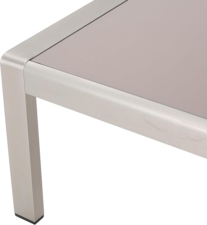 Christopher Knight Home Cape Coral Outdoor Aluminum Coffee Table with Glass Top, Silver