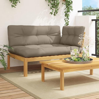 Patio Sofa Taupe Solid Acacia Wood with Fabric Cushions Large Outdoor Furniture Outdoor Couch Poolside Lounge Furniture Backyard Seating Ensemble for Deck Balcony Patio Garden