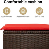 vidaXL Garden Bench with Cushions Brown UV Resistant Poly Rattan Outdoor Seating 2 Person Storage Compartment Modern - Photo 6