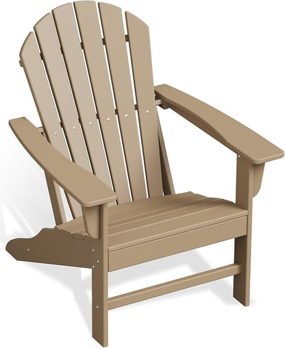 Poly Lumber Adirondack Chair, HDPE All-Weather Resistant Outdoor Patio Chairs, Pre-Assembled Outdoor Fire Pit Chair for Pool, Deck, Backyard, Garden, Weather Wood