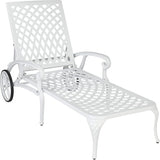 VINGLI Cast Aluminum Outdoor Chaise Lounge Chair with Wheels, Patio Chaise Lounge with 3-Position Adjustable Backrest - Photo 1