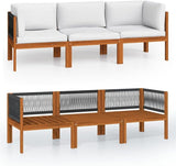 3-Seater Garden Sofa Solid Acacia Wood Outdoor Furniture with Weather-Resistant Cushions Rustic Patio Seating for - Photo 2
