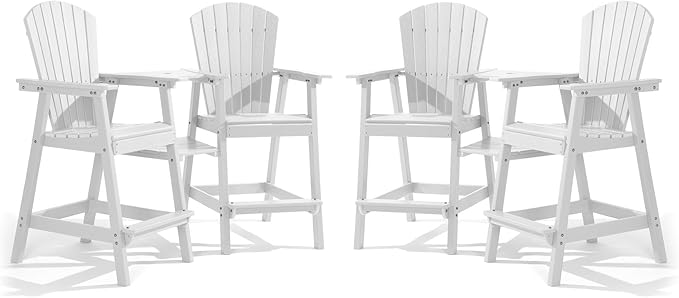 PASAMIC Tall Adirondack Chairs Set of 4, All-Weather HDPE Patio Chairs with Double Connecting Trays - Photo 1