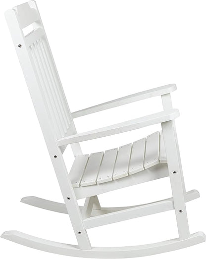 Flash Furniture Winston Set of 2 Rocking Chairs with Side Table - White Poly Resin - Weather Resistant