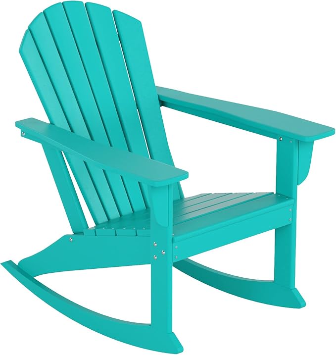 WestinTrends Dylan Outdoor Patio Poly Plastic Adirondack Rocking Chair, Turquoise