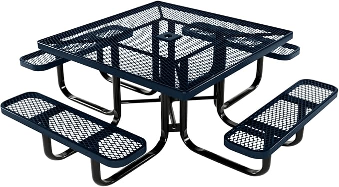 COATEDOUTDOORFURNITURE Heavy-Duty Portable Outdoor Kids Table with Umbrella Hole, Expanded Metal Kids Picnic Table - Photo 1