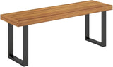 Tangkula Acacia Wood Outdoor Bench, 48" Long Patio Dining Bench w/Metal Legs, Slatted Seat, Backless Picnic Bench - Photo 1