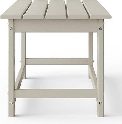 WestinTrends Malibu Outdoor Coffee Table, 35" x 17.5" All Weather Poly Lumber Patio Adirondack Coffee Table for Garden Lawn Porch Balcony, Sand