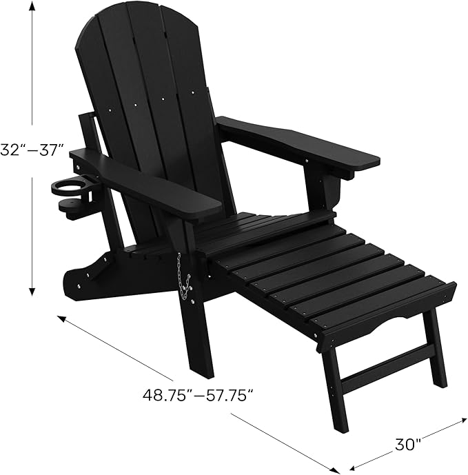 WestinTrends Malibu Folding Adjustable Adirondack Chair with Retractable Ottoman and Cup Holder (Set of 2), Lime - Photo 2