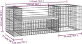 Garden Bench with Gabion Basket Natural Brown Wood and Grey Steel Outdoor Seating for Two - Photo 2