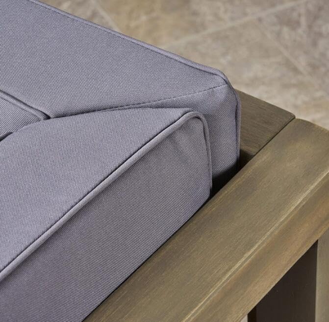 roomfitters Outdoor X-Back Loveseat with Acacia Wood Frame and Weather-Resistant Cushions, Dark Grey - Photo 6