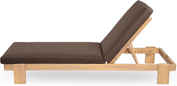 Christopher Knight Home Duska Acacia Wood Chaise Lounge Chair Set of 2, Patio Outdoor Chaise Lounge with Cushions - Photo 7