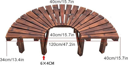HM&DX Wooden Semicircular Garden Bench,Weatherproof Smooth Surface Outdoor Benches,Tree Bench Wrap Around Park Bench for Park Yard Patio Deck Lawn, 300kg Weight Capacity