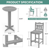 3-Piece Outdoor Bar Set, HDPE Adirondack Bar Height Chairs Set of 2 and Round Bar Table - Photo 3