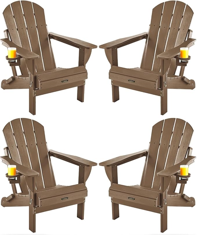 Ciokea Folding Adirondack Chairs Set of 4, Patio Adirondack Chair Weather Resistant - Photo 1