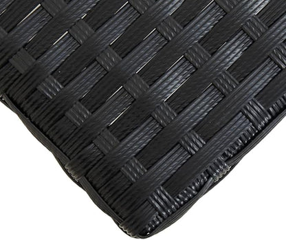 (Fast Delivery) Rattan Patio Bench Durable Loveseat Bench, Patio Rattan Two Person Chair Ideal for Indoor,Patio, Porch or Balcony Garden Bench 47.2" Black Poly Rattan and Solid Acacia Wood