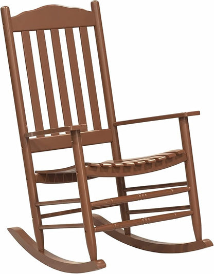 D&F Design Outdoor Rocking Rocker, Wood Rocking Chair with High Back and Curved Seat, UV Treated (Brown), Outdoor and Indoor use