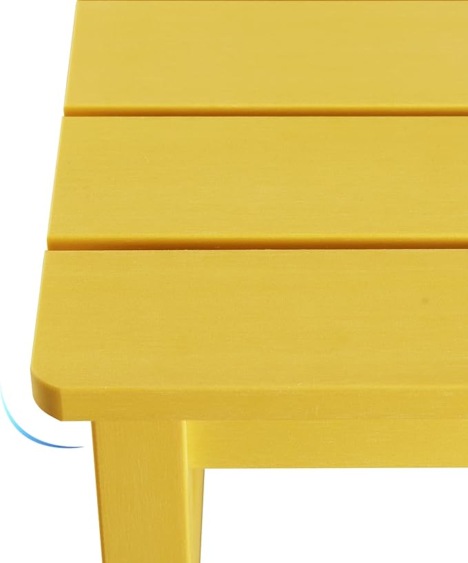 Psilvam Oversized Outdoor Side Table, 19.68" Poly Lumber Adirondack Side Table, Weather Resistant Patio Side Table for Poolside, Garden and Front Porch (Yellow)