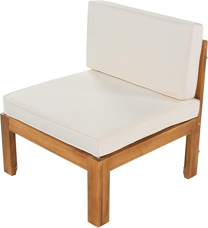Quarte 5 Piece Outdoor Acacia Wood Sofa Set, X-Back Frames Design, Sectional Sofa Seating Group Set with Cushions