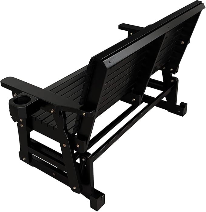 Fortune Candy Patio Glider with Cup Holders, High Roll Back and Deep Contoured Seat,Heavy Duty 800 Lb (Black, 2-Seater) - Photo 8