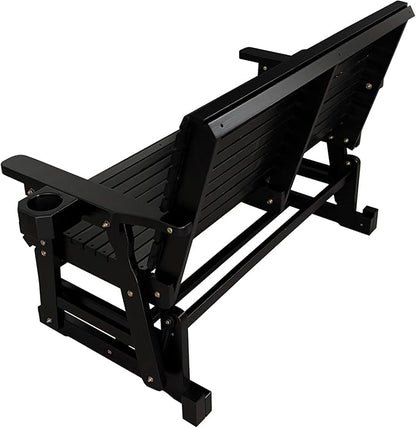 Fortune Candy Patio Glider with Cup Holders, High Roll Back and Deep Contoured Seat,Heavy Duty 800 Lb (Black, 2-Seater)