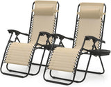 Magshion Zero Gravity Lounge Chairs Set of 2, Outdoor Patio Reclining Chair with Side Tray - Photo 1