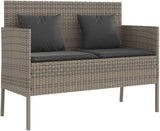 Garden Bench Deck Bench Patio Bench with Cushions Gray Poly Rattan - Photo 2