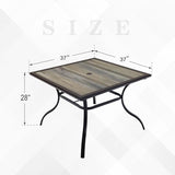 Outdoor Dining Table with Square Wooden-Like PVC Table Top and Umbrella Hole for Bistro, Garden, Poolside, Backyard - Photo 3