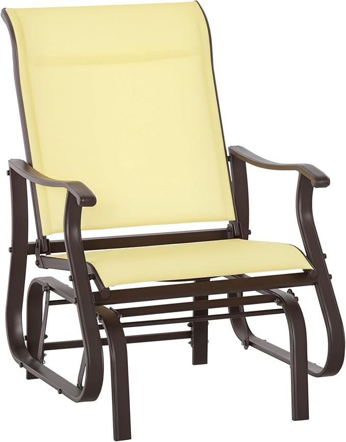 Outsunny Outdoor Glider Chair, Gliders for Outside Patio with Steel Frame and Mesh Fabric for Backyard, Garden - Photo 1