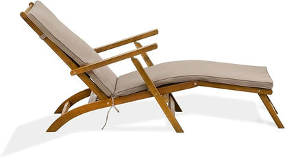 East West Furniture BSLCDNA Salinas Patio Chair Lounge - Outdoor Acacia Wood Sunlounger Chair for Poolside, Deck, Lawn, 59x21x35 Inch, Natural Oil
