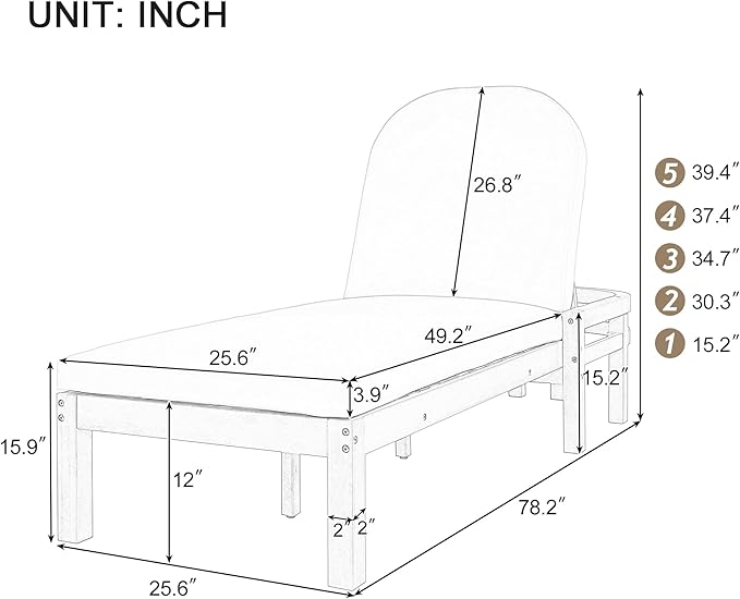 Outdoor Chaise Lounge Chair Set of 3, Patio Chaise Lounge Recliner with Adjustable Backrest - Photo 2