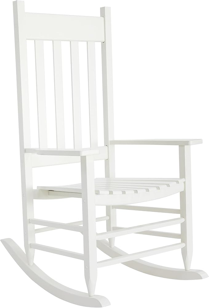 HOMESTEAD Wooden Rocking Chair for Indoor and Outdoor, FSC Acacia Wood, Supports up to 250 LB (White)