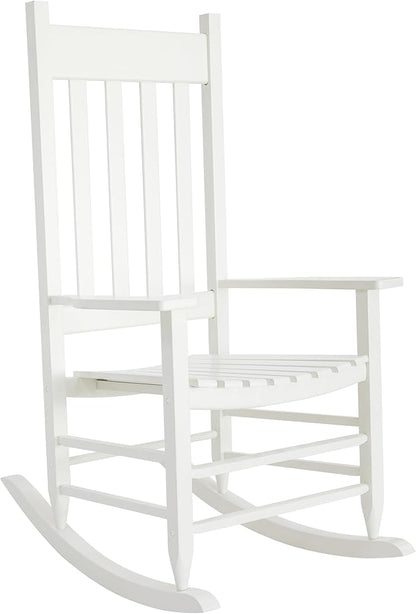HOMESTEAD Wooden Rocking Chair for Indoor and Outdoor, FSC Acacia Wood, Supports up to 250 LB (White)