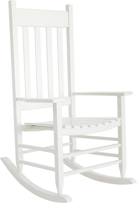 HOMESTEAD Wooden Rocking Chair for Indoor and Outdoor, FSC Acacia Wood, Supports up to 250 LB (White)