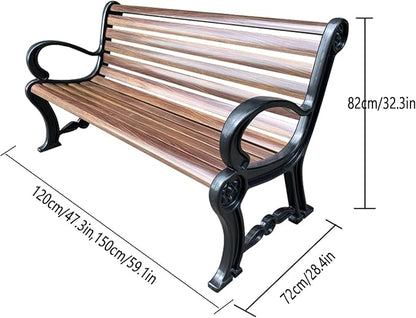 Outdoor Metal Garden Bench, Backless Loveseat Patio Furniture, Weatherproof & Stylish for Indoor/Outdoor Use, 47.3in Brown Garden Seating