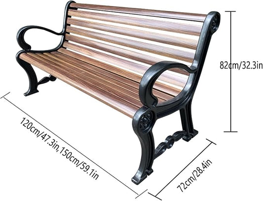 Outdoor Metal Garden Bench, Backless Loveseat Patio Furniture, Weatherproof & Stylish for Indoor/Outdoor Use, 47.3in Brown Garden Seating