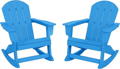 WO WESTIN OUTDOOR HDPE Laguna Outdoor Rocking Poly Adirondack Chair (Set of 2), Pacific Blue