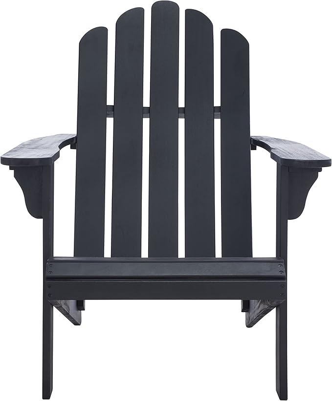 SAFAVIEH Outdoor Collection Topher Black Slatted Adirondack Chair - Photo 1