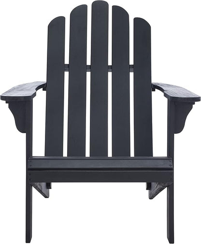 SAFAVIEH Outdoor Collection Topher Black Slatted Adirondack Chair