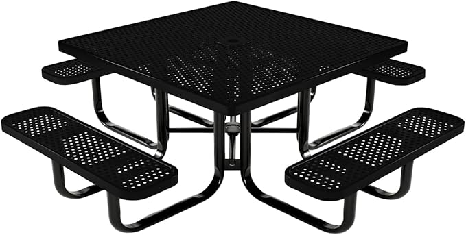 COATEDOUTDOORFURNITURE Heavy-Duty Portable Outdoor Kids Table with Umbrella Hole, Punched Steel Kids Picnic Table - Photo 1