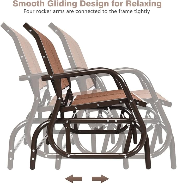 Giantex Swing Glider Chair 48 Inch with Spacious Space, 2 People Lounge Cozy Patio Bench Outdoor & Indoor for Patio - Photo 6