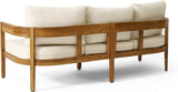 Brooklyn Outdoor 3 Seater Sofa with Cushions - Acacia Wood - Teak/Beige - Photo 9