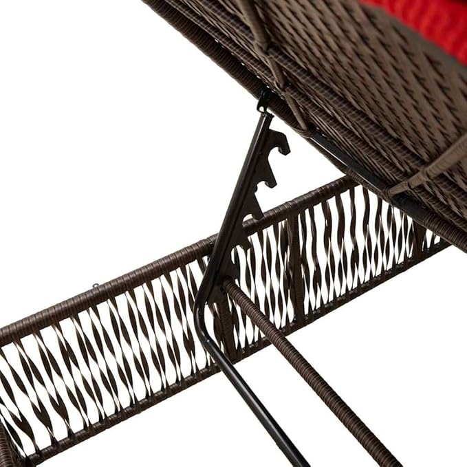 Outdoor Chaise Lounge Brown PE Rattan Adjustable Patio Lounge Chair 78"x21.7" Reclining Sun Lounger with Cushion for - Photo 8