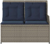 2-Seat Gray Reclining Garden Bench with Outdoor Cushion, 43.3 x 26.4 in UV-Resistant Poly Rattan - Photo 5
